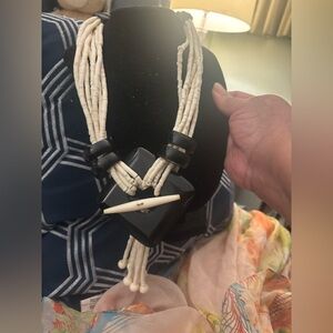 Black and Cream Beaded Necklace